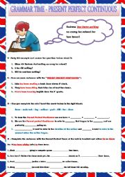 English Worksheet: PRESENT PERFECT CONTINUOUS - RULES AND EXERCISES