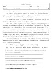 English Worksheet: Test - Teens