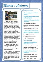 English Worksheet: motorist s confession 