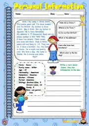 English Worksheet: Personal information