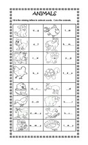 English Worksheet: Animals