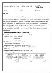 English Worksheet: end of term test n2(7th form)