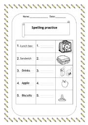 Spelling practice - food