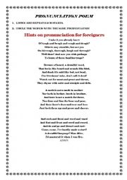 English Worksheet: PRONUNCIATION POEM