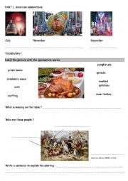 English Worksheet: About Thanksgiving
