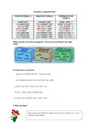 English Worksheet: Physical description