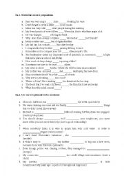 English Worksheet: Prepositions + phrasal verbs