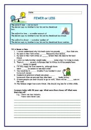 English Worksheet: Few, Little, Fewer and Less