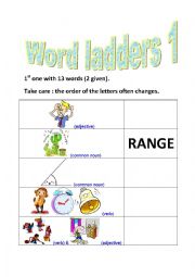 English Worksheet: Word ladders - set 1