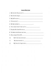 English Worksheet: Ice Breaker/Getting to know students