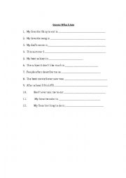 English Worksheet: Ice Breaker/Getting to know students