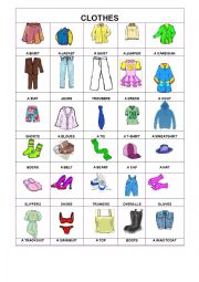 English Worksheet: PIctionary- Clothes