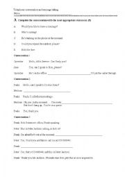 English Worksheet: Telephone Conversation