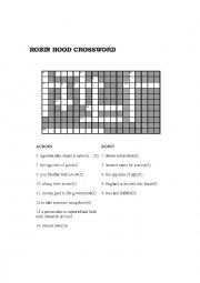 English Worksheet: ROBIN HOOD CROSSWORD