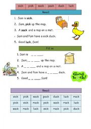 English Worksheet: The  - ck - sound