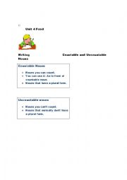 English Worksheet: Countable and uncountable