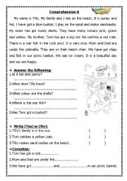 English Worksheet: on the beach