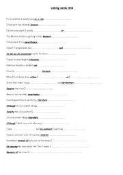 English Worksheet: linking words oral practice