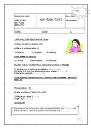 English Worksheet: 9th form mid of term test 2