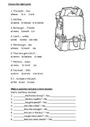 English Worksheet: Choose the right word