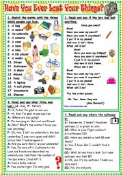 English Worksheet: Have You Ever Lost Your Things?