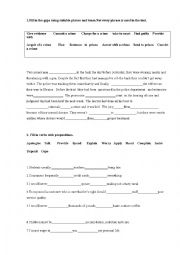 English Worksheet: Phrasal verbs, idioms, crime and punishment