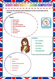 English Worksheet: CINDAS DAILY ROUTINE - GUIDED COMPOSITION