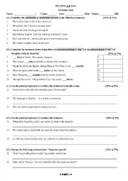 English Worksheet: 2013-2014 Grammar quiz (for Senior one )