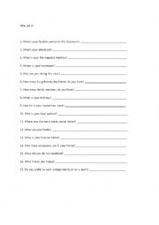 English Worksheet: Who am I