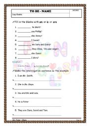 English Worksheet: The interrogative form of to be - am/is/are