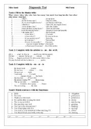 English Worksheet: Diagnostic Test