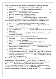 English Worksheet: Revision of tenses