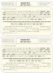 English Worksheet: Remedial work