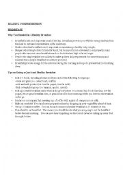 English Worksheet: Breakfast