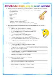 English Worksheet: Future - revision - future simple, going to, present continuous