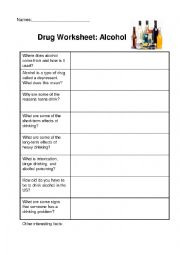 English Worksheet: Alcohol 
