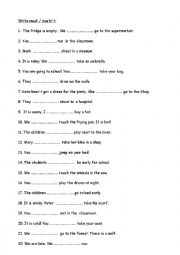 English Worksheet: Must Or Mustnt