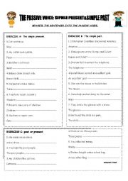 English Worksheet: PASSIVE VOICE PRESENT SIMPLE PAST SIMPLE