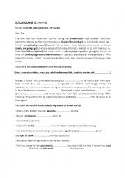 English Worksheet: family relationships and generation gap