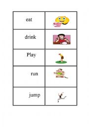 English Worksheet: actions memory game