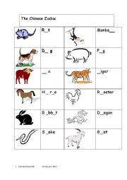 English Worksheet: The Chinese Zodiac