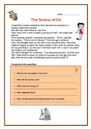 English Worksheet: The famous artist. To improve reading and writing skills.