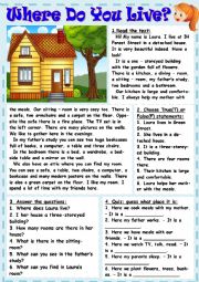 English Worksheet: Where do you live?