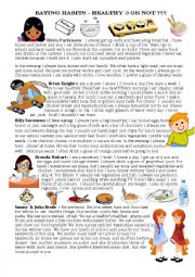 English Worksheet: EATING HABITS 