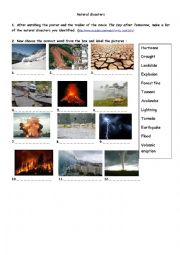 English Worksheet: Natural disasters