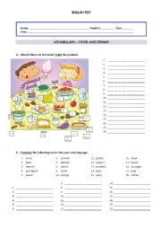 English Worksheet: Food and Drinks - Vocabulary test
