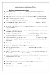 English Worksheet: Revision of tenses and word formation ( 8th form)