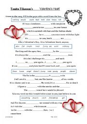 English Worksheet: Valentines Heart by Tanita Tikaram