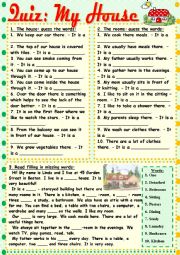 English Worksheet: Quiz: My House