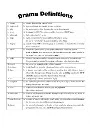 English Worksheet: DRAMA GLOSSARY MATCHING ACTIVITY with Answer key